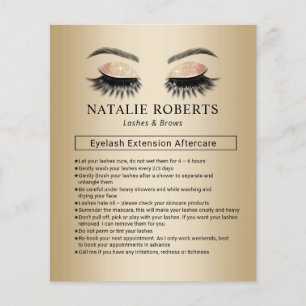 Moderne Gold Lash-uitbreidingen nazorginstructies Flyer