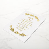 Moderne Gold Leaf Folie 50ste bruiloft Jubileum Folie Uitnodiging (Gedraaid)