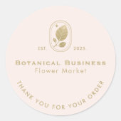 Moderne Gold Leaf Minimal Botanical Cream Bedankt Ronde Sticker (Voorkant)