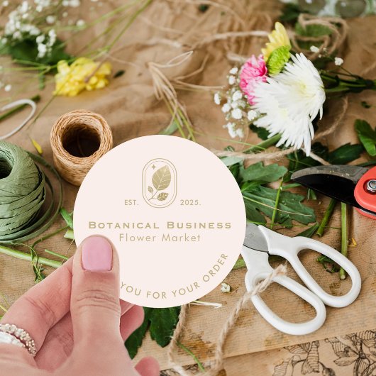 Moderne Gold Leaf Minimal Botanical Cream Bedankt Ronde Sticker