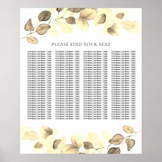 Moderne Gold Leaf Trouwstoel Grafiek Poster (Voorkant)