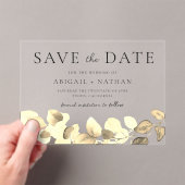 Moderne Gold Leaf Wedding Save The Date Acryl Uitnodigingen (Insitu (Draagbaar))