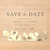 Moderne Gold Leaf Wedding Save The Date Acryl Uitnodigingen (Voorkant)