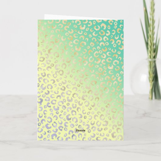 Moderne Gold Leopard Print Yellow Mint Design Bedankkaart (Achterkant)