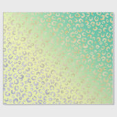 Moderne Gold Leopard Print Yellow Mint Design Cadeaupapier (Vlak)