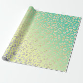 Moderne Gold Leopard Print Yellow Mint Design Cadeaupapier (Uitgerold)