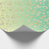 Moderne Gold Leopard Print Yellow Mint Design Cadeaupapier (Hoek)