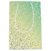 Moderne Gold Leopard Print Yellow Mint Design Medium Cadeauzakje (Voorkant)
