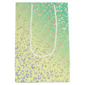 Moderne Gold Leopard Print Yellow Mint Design Medium Cadeauzakje (Achterkant)