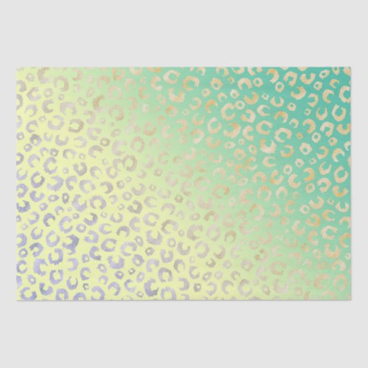 Moderne Gold Leopard Print Yellow Mint Design Tissuepapier (Voorkant)
