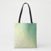 Moderne Gold Leopard Print Yellow Mint Gradiënt Tote Bag (Voorkant)