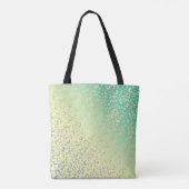 Moderne Gold Leopard Print Yellow Mint Gradiënt Tote Bag (Achterkant)