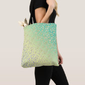 Moderne Gold Leopard Print Yellow Mint Gradiënt Tote Bag (Dichtbij)