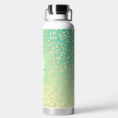 Moderne Gold Leopard Print Yellow Mint Gradiënt Waterfles (Achterkant)