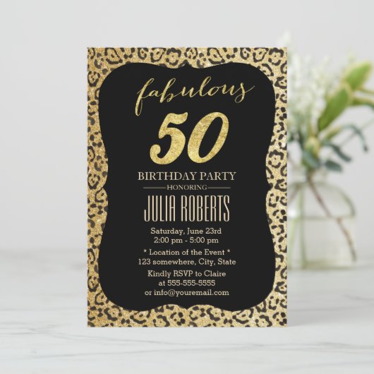 Moderne Gold Leopard-printer Fabulous 50 dagen/dag Kaart (Staand voorkant)