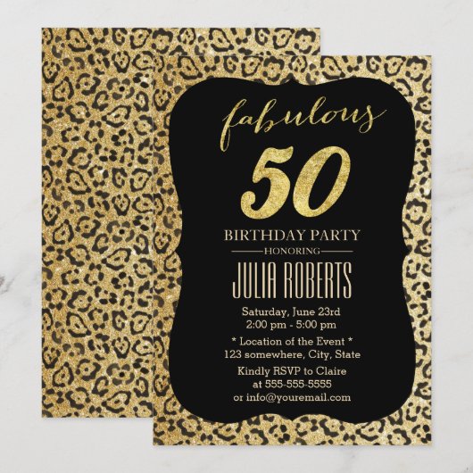 Moderne Gold Leopard-printer Fabulous 50 dagen/dag Kaart (Voorkant / Achterkant)
