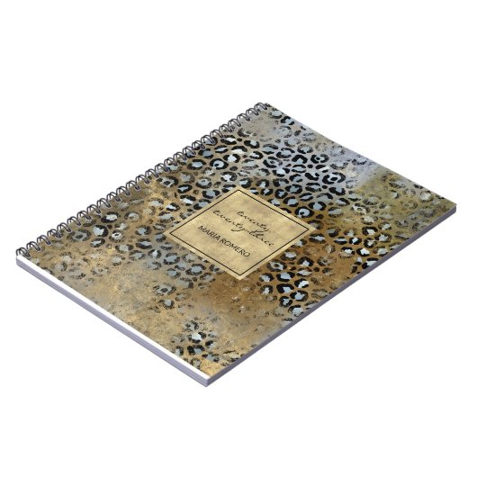 Moderne Gold-leopard-printer Notitieboek (Linkerzijde)