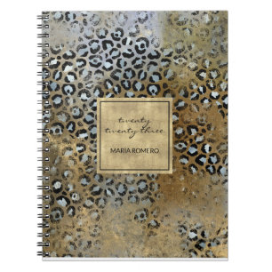 Moderne Gold-leopard-printer Notitieboek