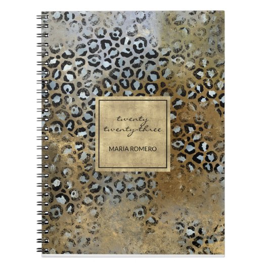 Moderne Gold-leopard-printer Notitieboek (Voorkant)