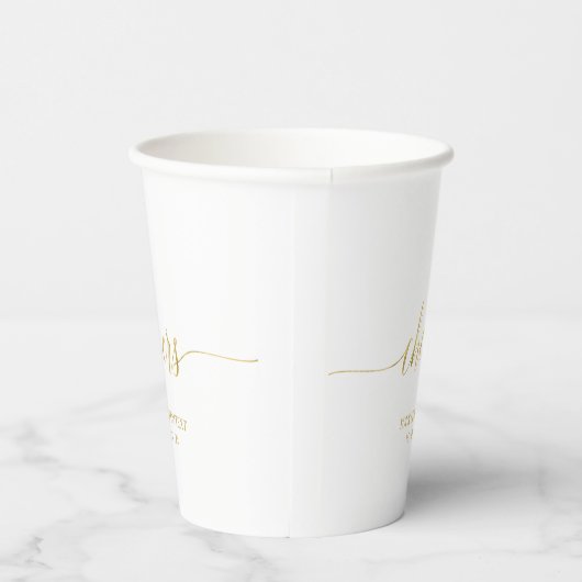 Moderne Gold Lettering Cheers Party Paper Cups Papieren Bekers (Rechts)