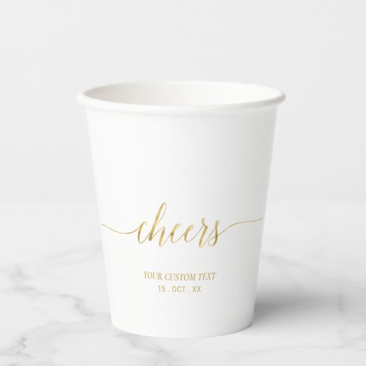 Moderne Gold Lettering Cheers Party Paper Cups Papieren Bekers (Voorkant)