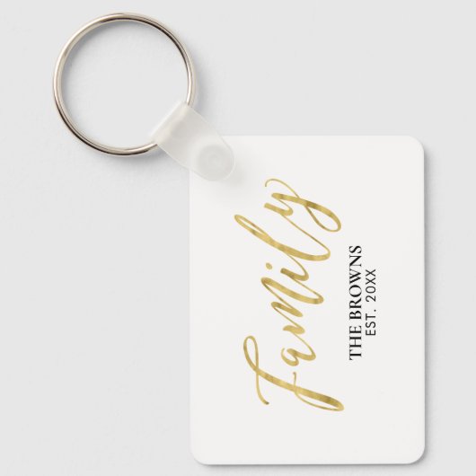 Moderne Gold Lettering-fotoserie Aangepaste Sleute Sleutelhanger (Voorkant)