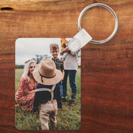 Moderne Gold Lettering-fotoserie Aangepaste Sleute Sleutelhanger (Achterkant)