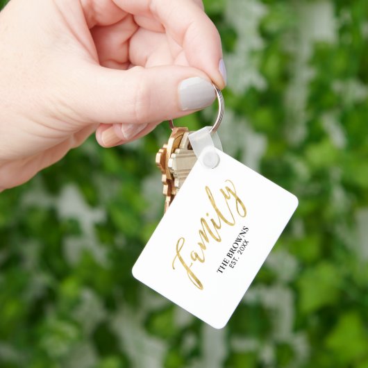 Moderne Gold Lettering-fotoserie Aangepaste Sleute Sleutelhanger (Hand)