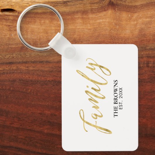 Moderne Gold Lettering-fotoserie Aangepaste Sleute Sleutelhanger (Voorkant)