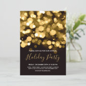 Moderne Gold Lights Corporate Holiday Party Kaart (Staand voorkant)