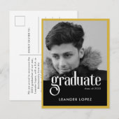 Moderne Gold Lijst Afstuderen Aankondigingskaart (Voorkant / Achterkant)