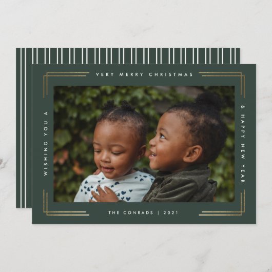 Moderne Gold Lijst Bekleding met kerstmis Feestdagenkaart (Voorkant / Achterkant)