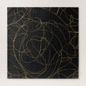 Moderne Gold Line Art Grey Stippen Abstract ontwer Legpuzzel (Verticaal)