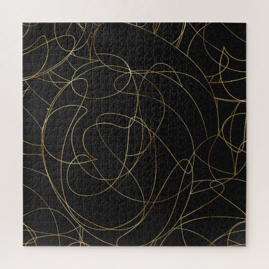 Moderne Gold Line Art Grey Stippen Abstract ontwer Legpuzzel (Verticaal)
