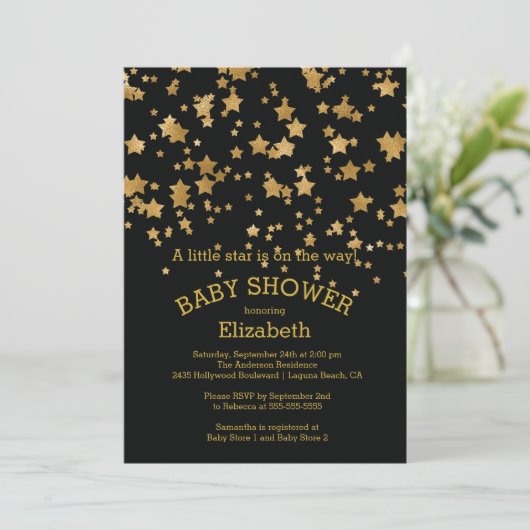 Moderne Gold Little Star-Baby shower Kaart (Staand voorkant)