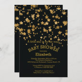 Moderne Gold Little Star-Baby shower Kaart (Voorkant / Achterkant)
