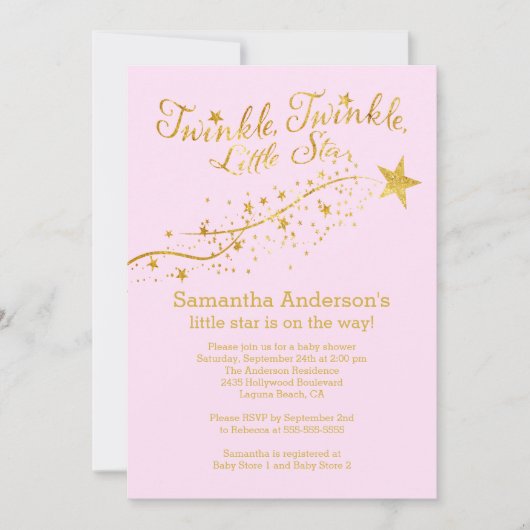 Moderne Gold Little Star-Baby shower Kaart (Voorkant)