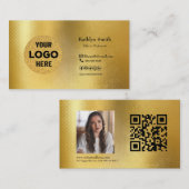 Moderne Gold LOGO Foto QR Code Professional Visitekaartje (Voorkant / Achterkant)