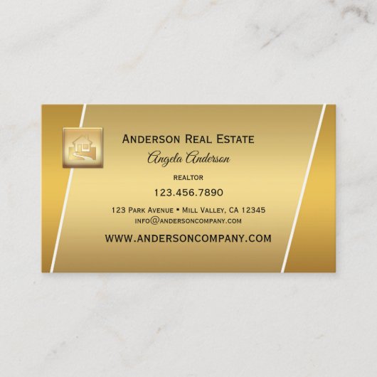 Moderne Gold Logo Professional Realtor Business-ka Visitekaartje (Voorkant)