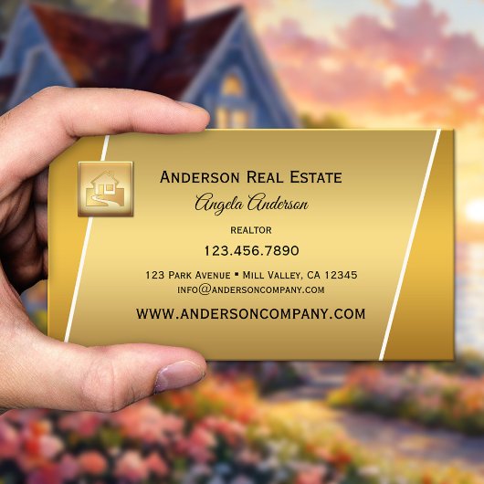 Moderne Gold Logo Professional Realtor Business-ka Visitekaartje