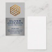 Moderne Gold Logo | Silver Metallic Visitekaartje (Voorkant / Achterkant)