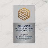 Moderne Gold Logo | Silver Metallic Visitekaartje (Voorkant)