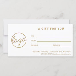 Moderne Gold Logo Simple Business Cadeaubon