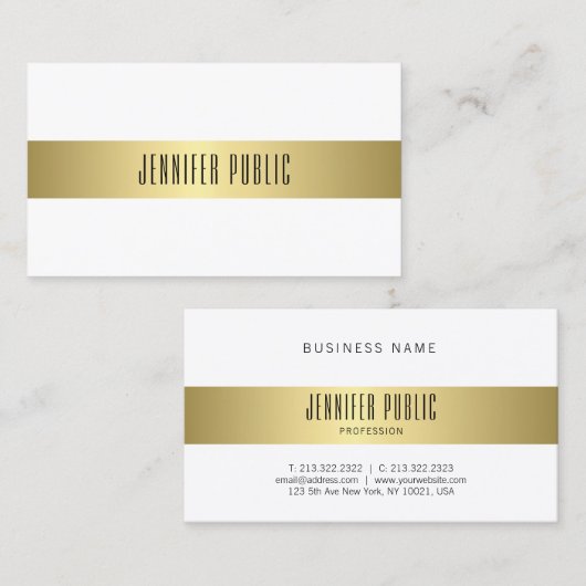 Moderne Gold look Design Smooth Plain Attraction Visitekaartje (Voorkant / Achterkant)