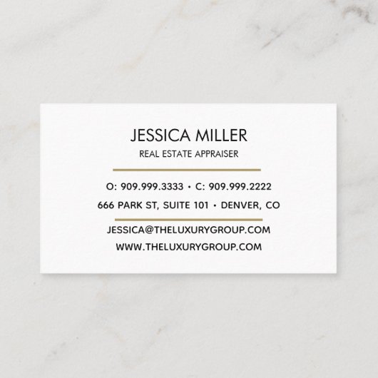 Moderne Gold Luxe Elegant Script Logo Business Contactkaartje (Achterkant)