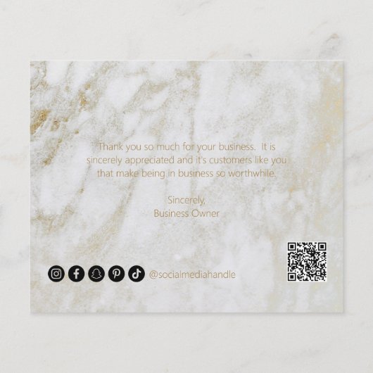 Moderne Gold Marble Budget Business - Hartelijk da (Achterkant)