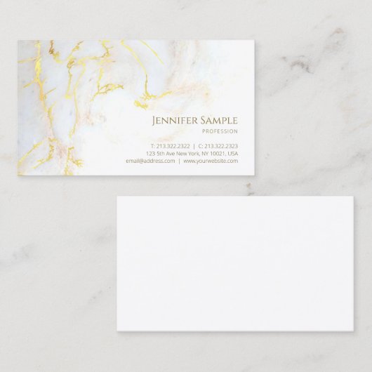 Moderne Gold Marble Elegant Professional Sjabloon Visitekaartje (Voorkant / Achterkant)