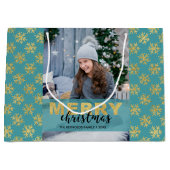 Moderne Gold Merry-kerstfoto grote cadeautas (Voorkant)