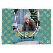 Moderne Gold Merry-kerstfoto grote cadeautas (Achterkant)