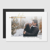 Moderne Gold Merry White-kerstkaart (Voorkant / Achterkant)